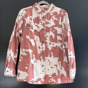 Wildfang Red and Cream Cow Print Coat